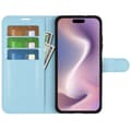 Miniatyrbild 2 av 6: iPhone 16 Pro Max Fodral Litchi Läder Textur Blå