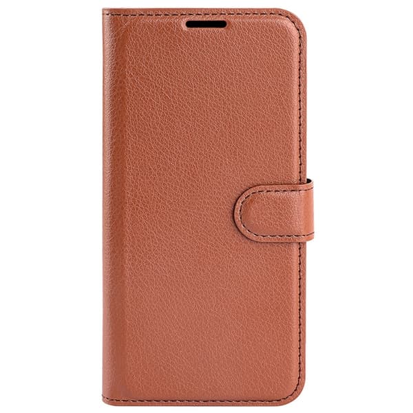 iPhone 16 Pro Max Fodral Litchi Läder Textur Brun