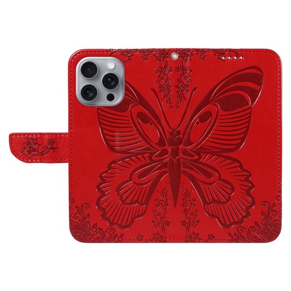 iPhone 16 Pro Max Fodral Fjäril Tryck Röd