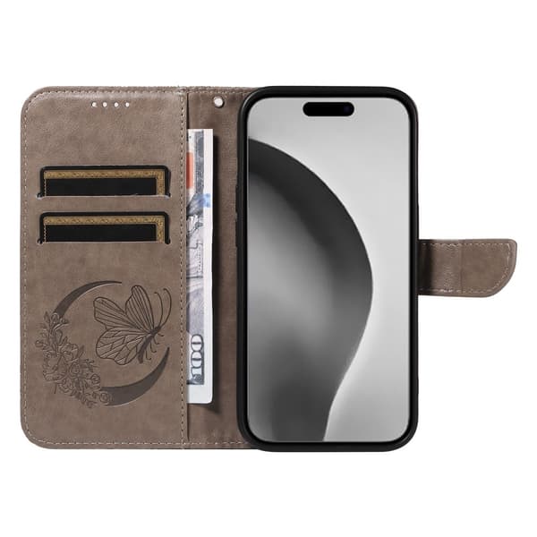 iPhone 16 Pro Max Fodral Fjäril Tryck Grå