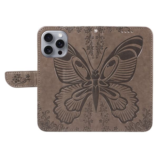 iPhone 16 Pro Max Fodral Fjäril Tryck Grå