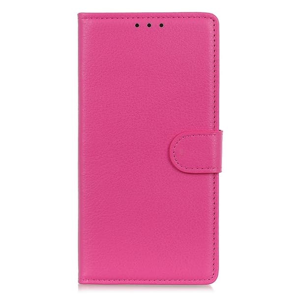 iPhone 16 Pro Max Fodral Läder Litchi Textur Rosa
