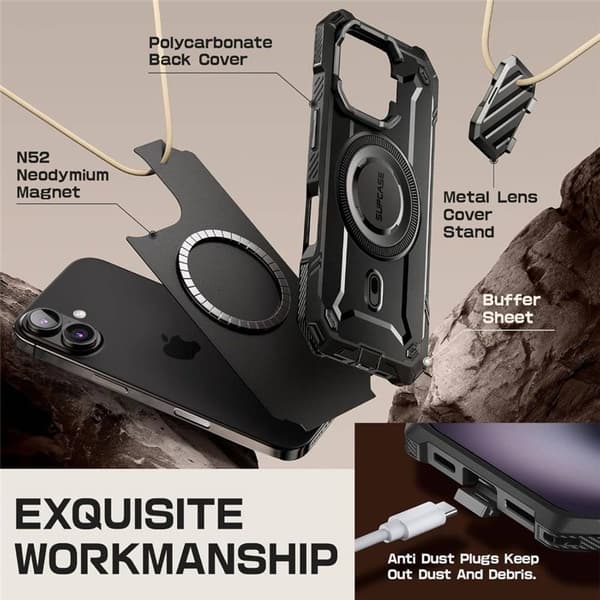 SUPCASE UB Mag XT kuori Apple iPhone 16 - Musta