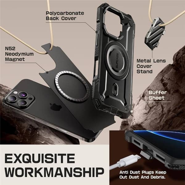 SUPCASE UB Mag XT kuori Apple iPhone 16 Pro - Musta