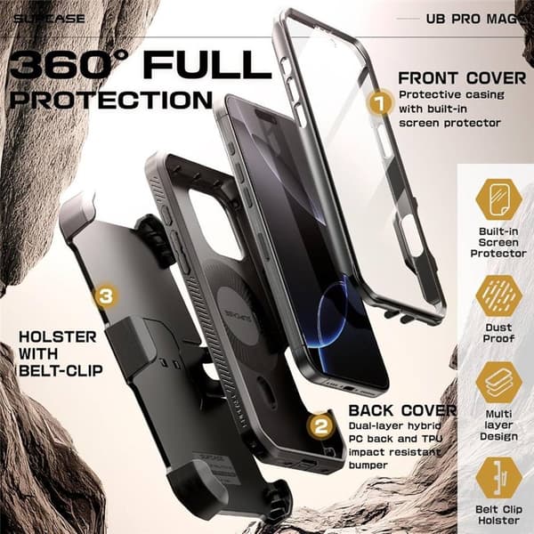 SUPCASE UB Pro Mag deksel Apple iPhone 16 Pro Max - Svart