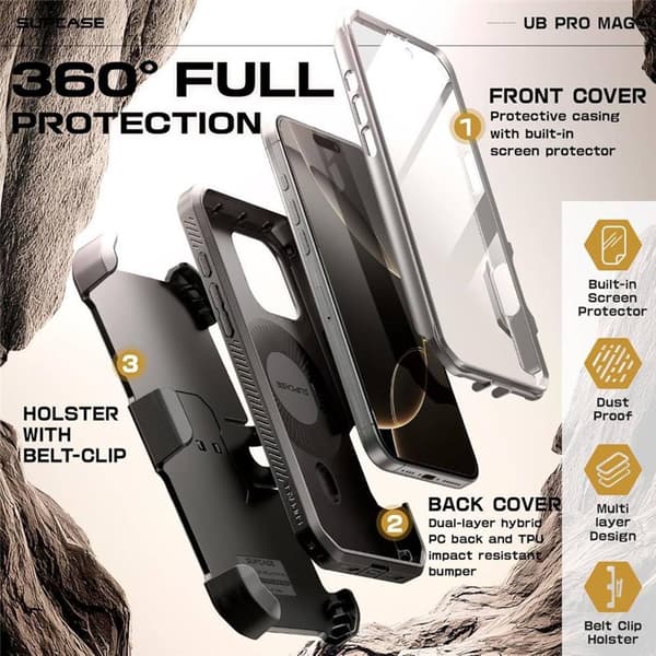 SUPCASE UB Pro Mag deksel Apple iPhone 16 Pro - TiGray