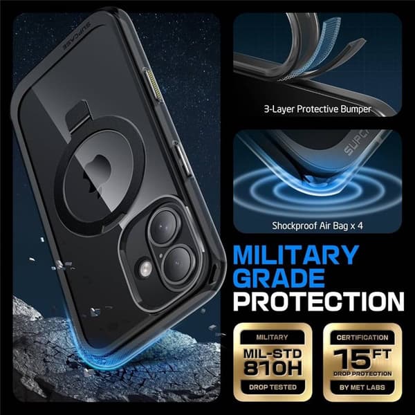 SUPCASE UB Mag Stand kotelo Apple iPhone 16 - Musta