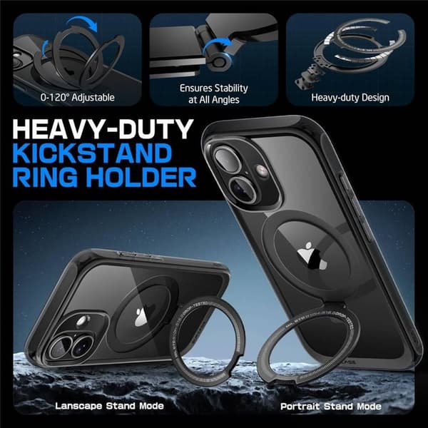 SUPCASE UB Mag Stand kotelo Apple iPhone 16 - Musta