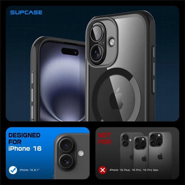 SUPCASE UB Mag kotelo Apple iPhone 16 - Musta