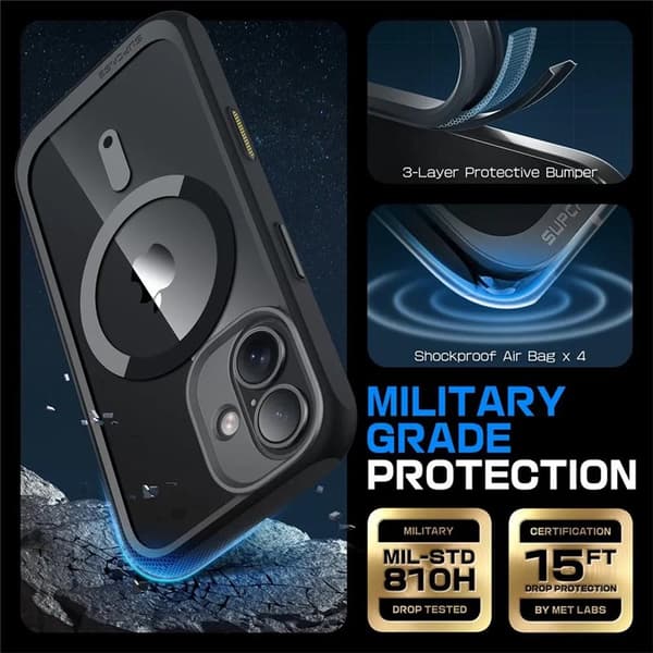 SUPCASE UB Mag kotelo Apple iPhone 16 - Musta