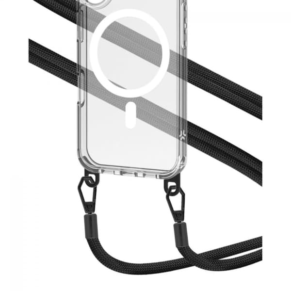 Celly iPhone 16 Kuori Freedom Necklace MagSafe Kirkas Musta
