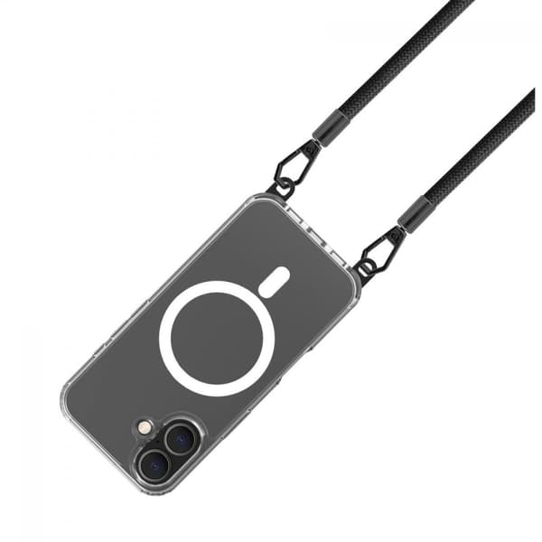 Celly iPhone 16 Kuori Freedom Necklace MagSafe Kirkas Musta