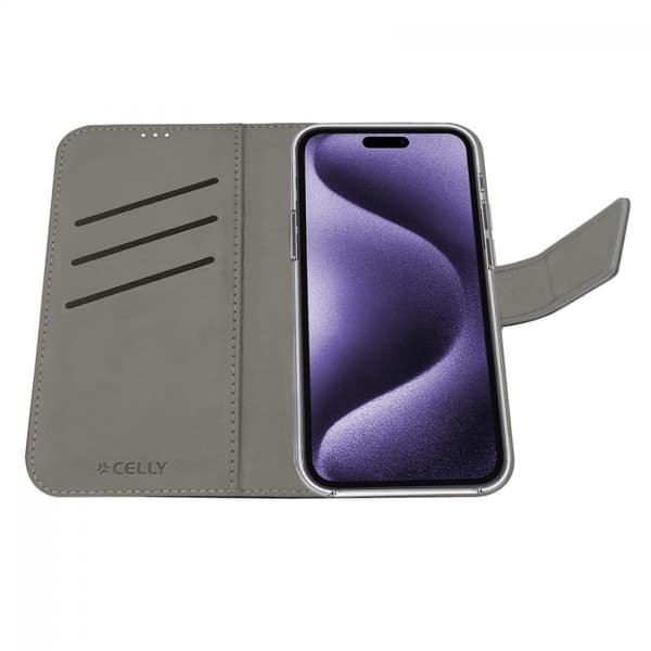 Celly iPhone 16 Pro Max Fodral Wally Wallet Case Svart