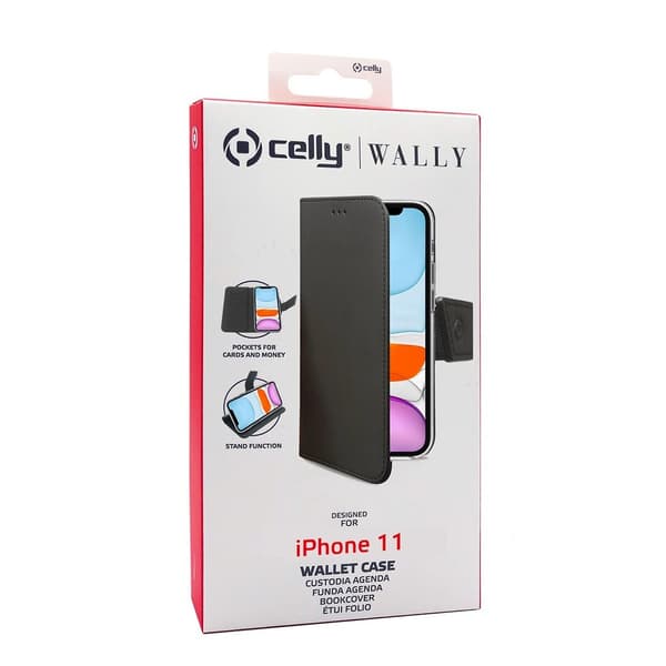 Celly iPhone 11 Etui Wally Wallet Case Svart