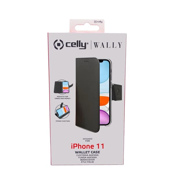 Celly iPhone 11 Etui Wally Wallet Case Svart