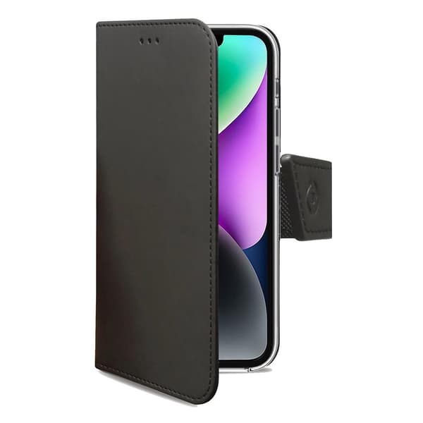 Celly iPhone 14 Kotelo Wally Wallet Case Musta