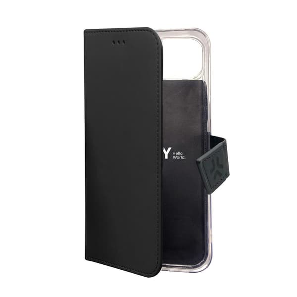 Celly iPhone 15 Kotelo Wally Wallet Case Musta