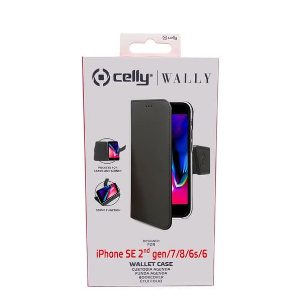 Celly iPhone 6/6S/7/8/SE Etui Wally Wallet Case Sort