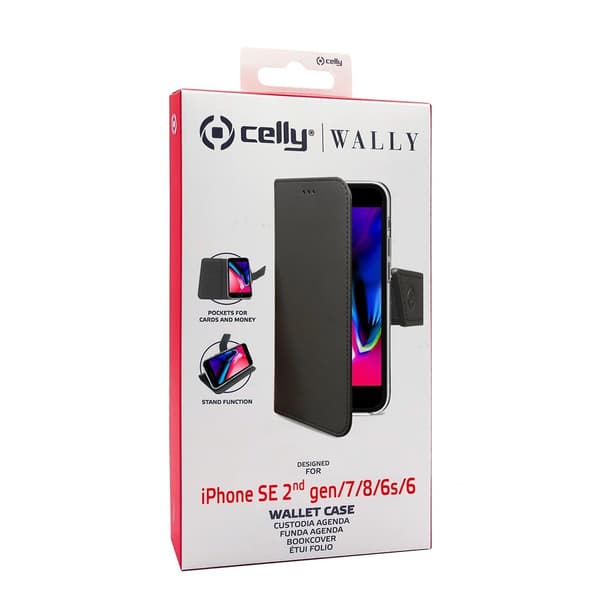Celly iPhone 6/6S/7/8/SE Etui Wally Wallet Case Sort