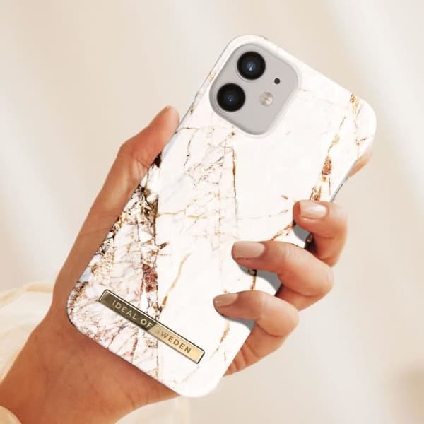 Skal till iPhone 12 Mini Marbled Luxury Ultra Thin Carrara Gold iDeal of Sweden White
