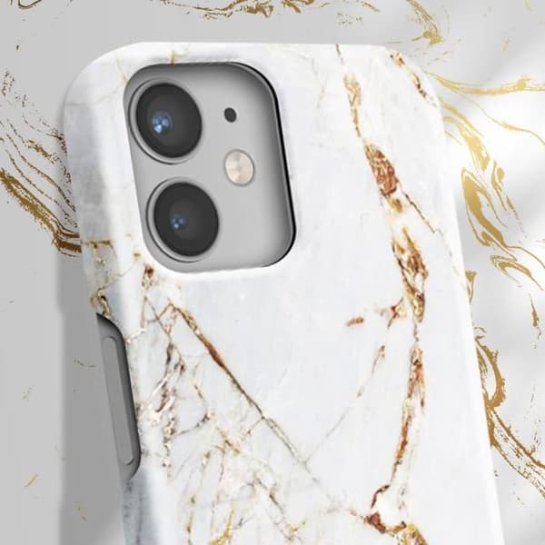 Skal till iPhone 12 Mini Marbled Luxury Ultra Thin Carrara Gold iDeal of Sweden White
