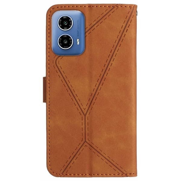 SKALO Motorola Moto E14 4G PU læderpung med prægning - Brun