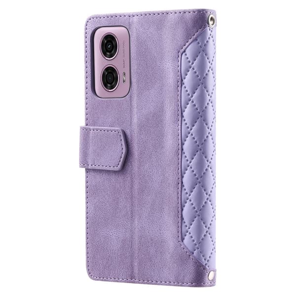 SKALO Motorola Moto E14 4G Iso Tikattu Lompakkokotelo - Violetti