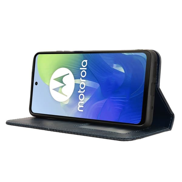 SKALO Motorola Moto E14 4G Embossed Premium Plånboksfodral - Blå
