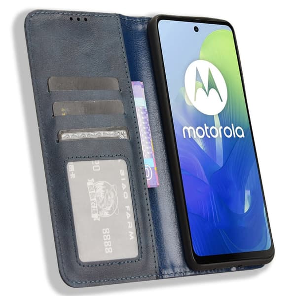 SKALO Motorola Moto E14 4G Embossed Premium Plånboksfodral - Blå