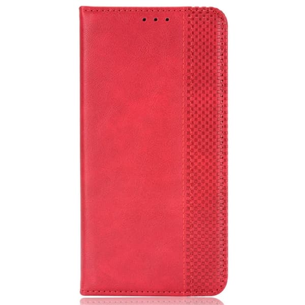 SKALO Motorola Moto E14 4G Kohokuvioitu Premium lompakkokotelo - Punainen