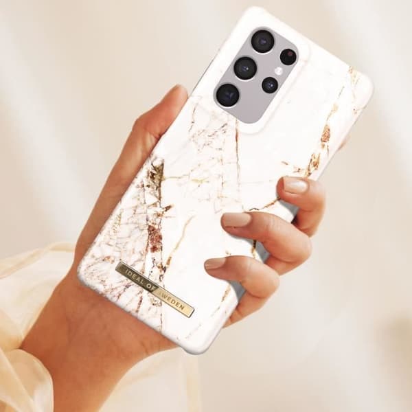 Fodral till Samsung S21 Ultra Marbled Luxury Ultra Thin Carrara Gold iDeal of Sweden White
