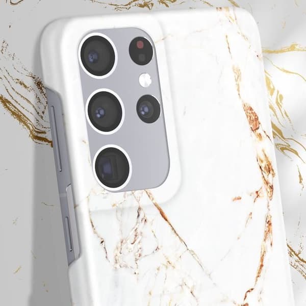 Fodral till Samsung S21 Ultra Marbled Luxury Ultra Thin Carrara Gold iDeal of Sweden White