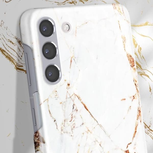 Fodral till Samsung S21 Plus Marbled Luxury Ultra Thin Carrara Gold iDeal of Sweden White