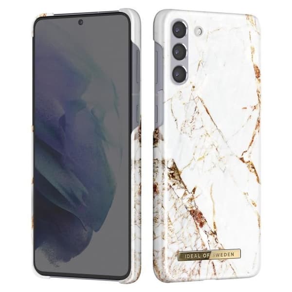 Fodral till Samsung S21 Plus Marbled Luxury Ultra Thin Carrara Gold iDeal of Sweden White
