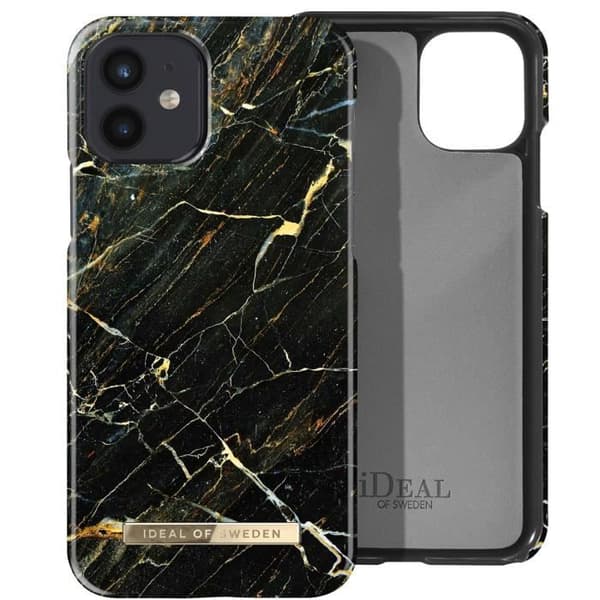 Skal till iPhone 12 Mini Marbled Luxury Ultratunn Port Laurent Marble iDeal of Sweden Svart / Guld