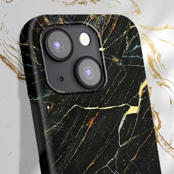 Skal till iPhone 13 Marbled Luxury Ultratunn Port Laurent Marble iDeal of Sweden Svart / Guld