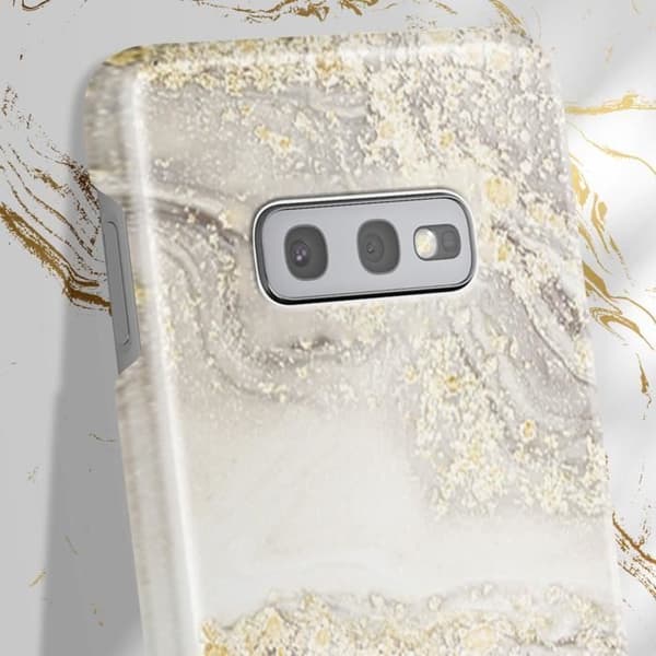 Fodral till Samsung S10e Marbled Luxury Ultra Thin Sparkle Greige Marble iDeal of Sweden Beige