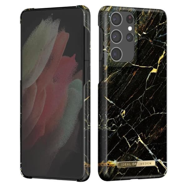 Fodral till Samsung S21 Ultra Marbled Luxury fin Port Laurent Marble iDeal of Sweden Svart / Guld