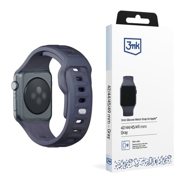 42/44/45/49 mm Gray - 3mk Silicone Watch Strap for Apple