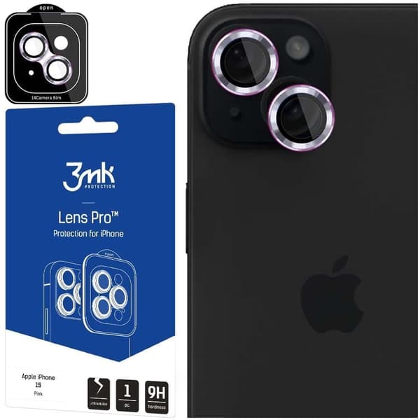 Apple iPhone 15 - 3mk Lens Protection Pro Pink