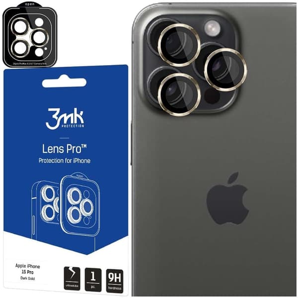 Apple iPhone 15 Pro - 3mk Lens Protection Pro Dark Gold