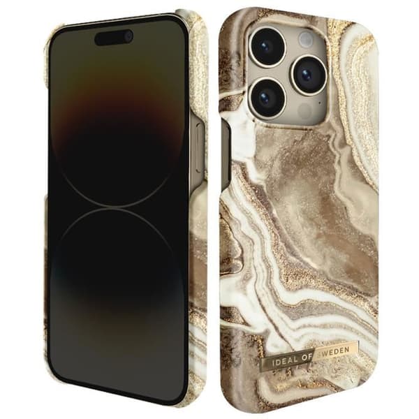 Skal till iPhone 14 Pro Marbled Luxury Ultra Thin Golden Sand Marble iDeal of Sweden Beige