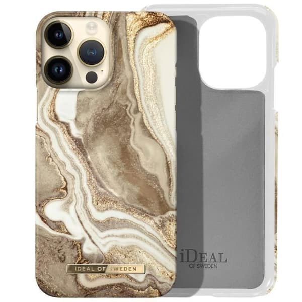 Skal till iPhone 14 Pro Marbled Luxury Ultra Thin Golden Sand Marble iDeal of Sweden Beige