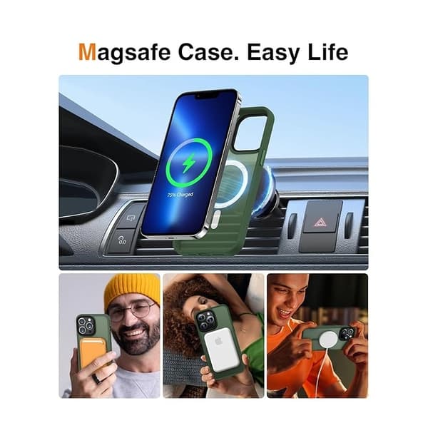 iPhone 16 Pro Max Stötdämpande Skal MagSafe-Kompatibelt V2 - Mörkgrön