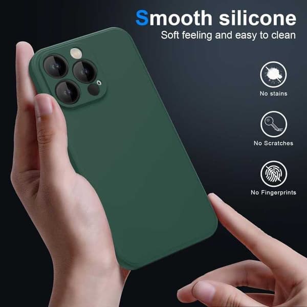 iPhone 16 Pro Max Gummibelagd Mattgrönt Skal Kameraskydd Liquid - Grön