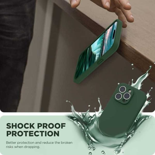 iPhone 16 Pro Max Gummibelagd Mattgrönt Skal Kameraskydd Liquid - Grön