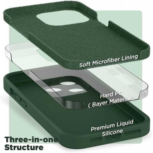 iPhone 16 Pro Max Gummibelagd Mattgrönt Skal Kameraskydd Liquid - Grön