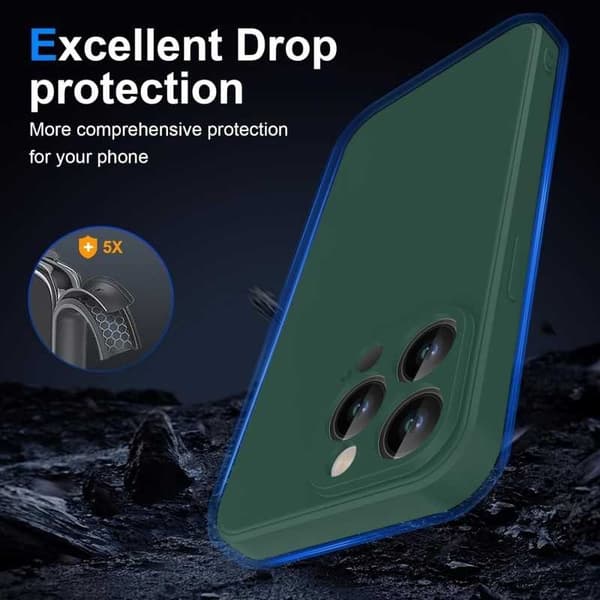 iPhone 16 Pro Max Gummibelagd Mattgrönt Skal Kameraskydd Liquid - Grön