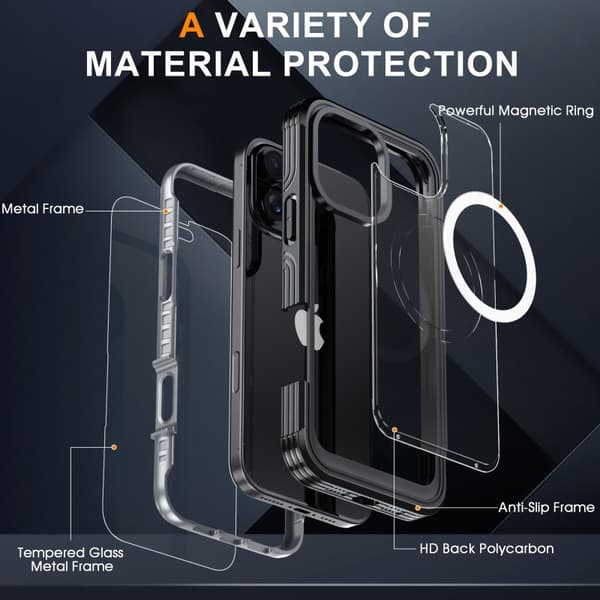 iPhone 16 Pro Max Heltäckande Magsafe Premium 3D Skal 3in1 ThreeSixty
