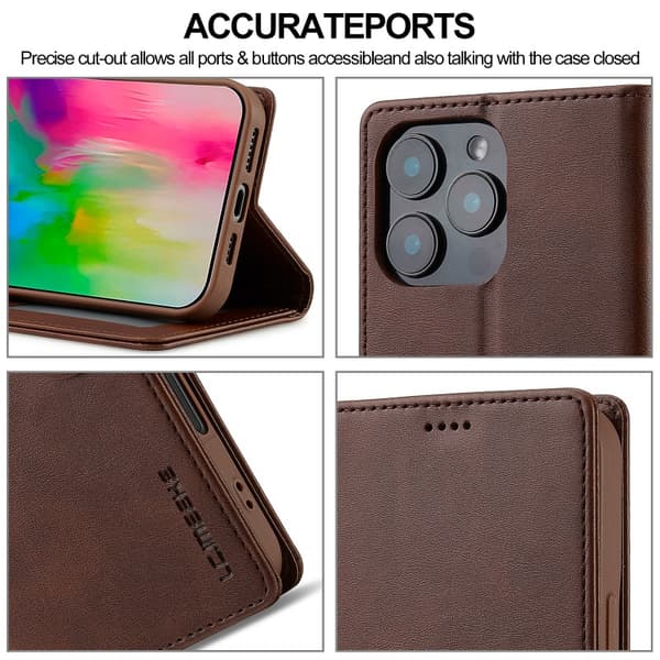 LC.IMEEKE Plånboksfodral iPhone 16 Pro Max - Mörkbrun